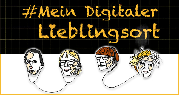 Podcast #mein digitaler Lieblingsort. Episode 1. Zeichnung: Köpfe der Redaktion | Nada Heller
